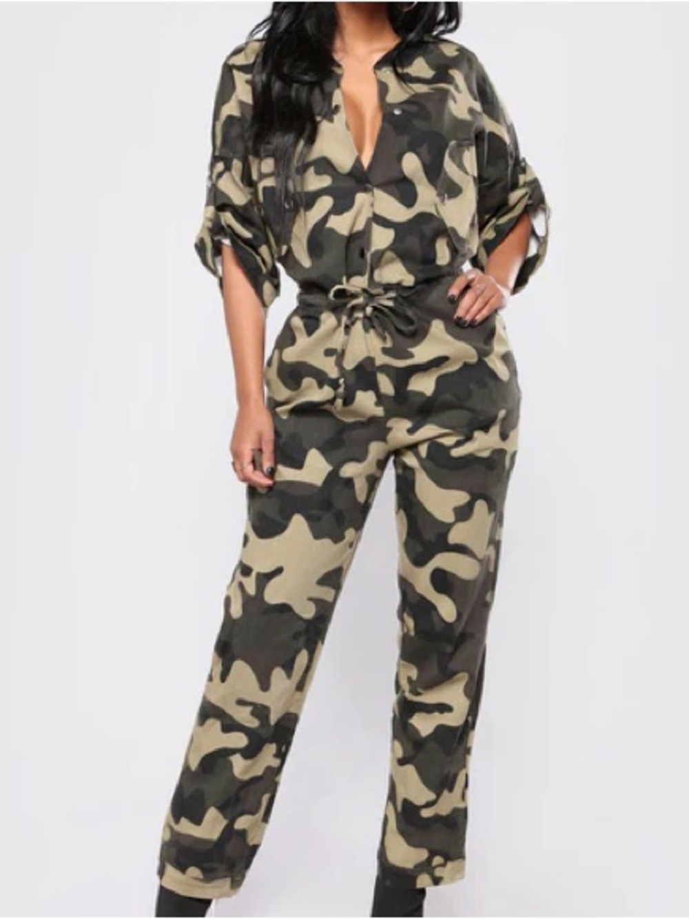 Camo Jumpsuit - Olive & Black